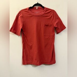 LUNYA Cotton Blend Front Pocket T-Shirt in‎ Dark Orange - XS